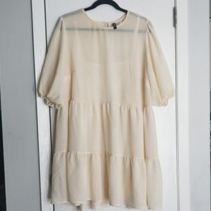 Divided Cream Tiered Dress